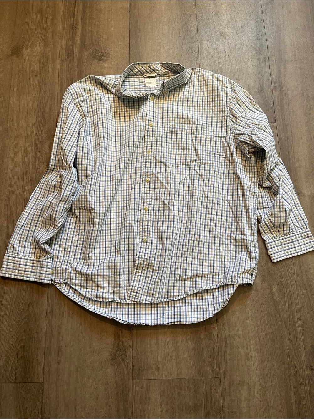 Arrow Men's Plaid Button-Down Shirt — White and Blue